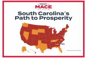 Nancy Mace addresses high taxes, inflation and cost of living, she has as plan to eliminate state income taxes.